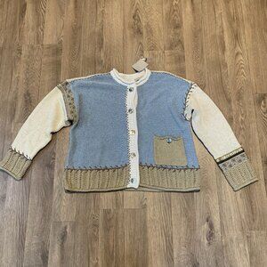 J. Jill Patch work vintage cardigan sweater grandma silk blend Y2K NWT Large P